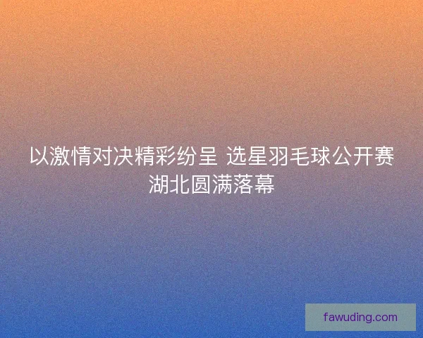 以激情对决精彩纷呈 选星羽毛球公开赛湖北圆满落幕